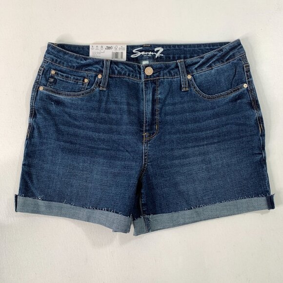 Seven7 Women's Shorts 12 Weekend Short Cuffed Stretch Denim Shorts Size 12 Blue - Picture 1 of 7